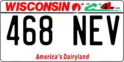 WI license plate 468NEV
