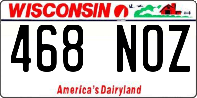 WI license plate 468NOZ