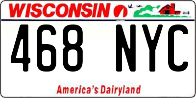 WI license plate 468NYC
