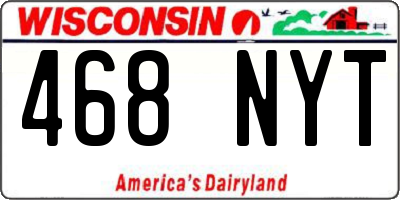 WI license plate 468NYT