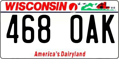 WI license plate 468OAK