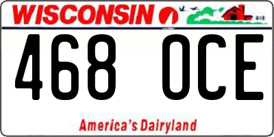 WI license plate 468OCE