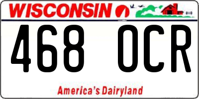 WI license plate 468OCR