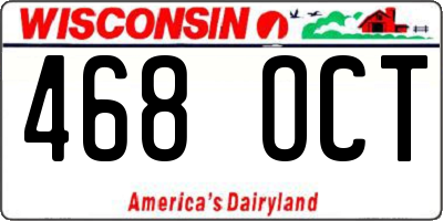 WI license plate 468OCT