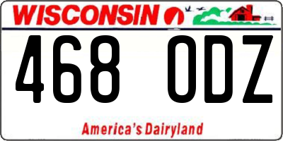 WI license plate 468ODZ