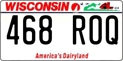 WI license plate 468ROQ