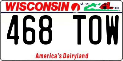 WI license plate 468TOW