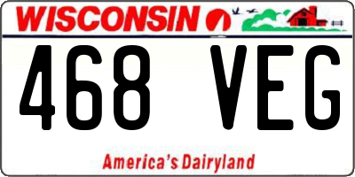 WI license plate 468VEG