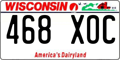 WI license plate 468XOC