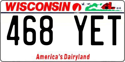 WI license plate 468YET