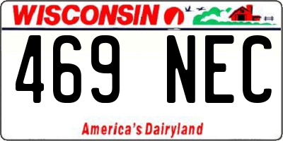 WI license plate 469NEC