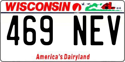 WI license plate 469NEV