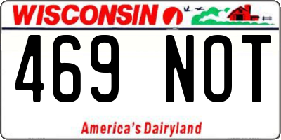 WI license plate 469NOT