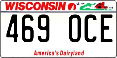 WI license plate 469OCE