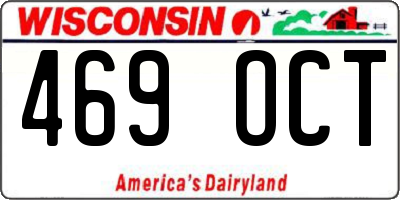 WI license plate 469OCT