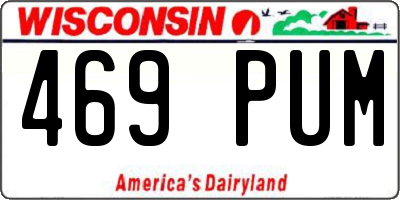 WI license plate 469PUM