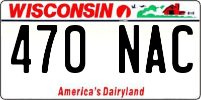 WI license plate 470NAC
