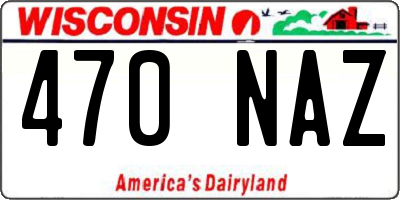 WI license plate 470NAZ