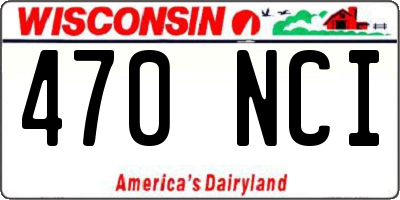 WI license plate 470NCI