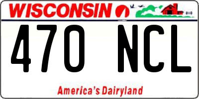 WI license plate 470NCL