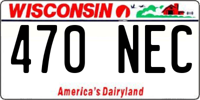 WI license plate 470NEC