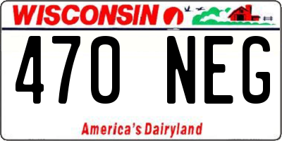 WI license plate 470NEG