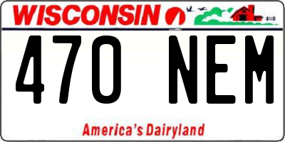 WI license plate 470NEM