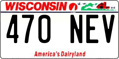 WI license plate 470NEV