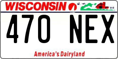 WI license plate 470NEX