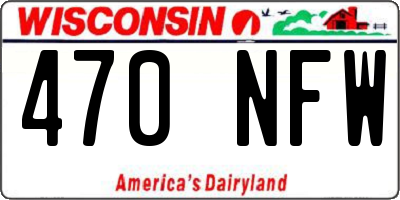 WI license plate 470NFW