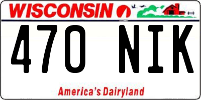WI license plate 470NIK