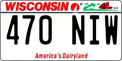 WI license plate 470NIW