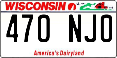 WI license plate 470NJO