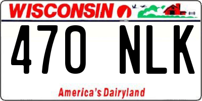 WI license plate 470NLK