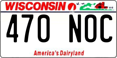 WI license plate 470NOC