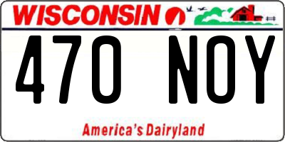 WI license plate 470NOY