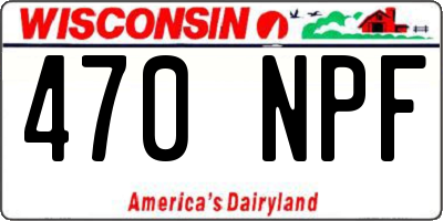 WI license plate 470NPF