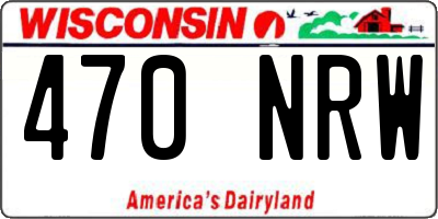 WI license plate 470NRW