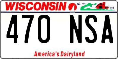WI license plate 470NSA