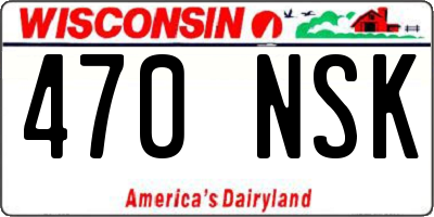 WI license plate 470NSK