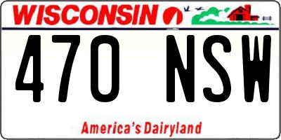 WI license plate 470NSW