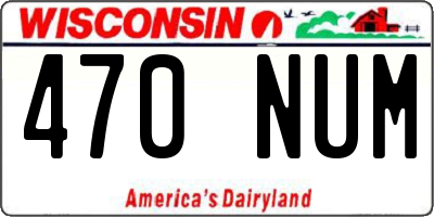 WI license plate 470NUM