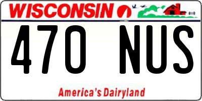 WI license plate 470NUS