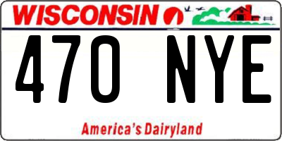 WI license plate 470NYE