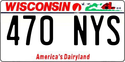 WI license plate 470NYS