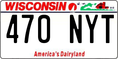 WI license plate 470NYT