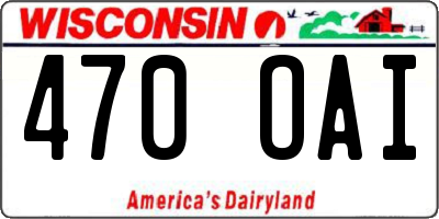 WI license plate 470OAI