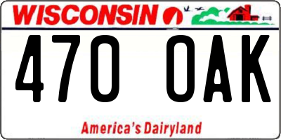WI license plate 470OAK