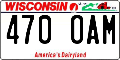 WI license plate 470OAM