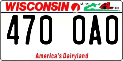 WI license plate 470OAO